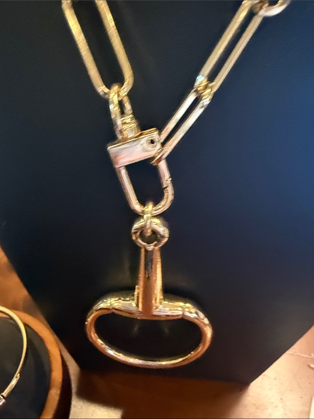Gold Link Chain Necklace with Circular Pendant - Women Jewelry - Picture 3 of 4